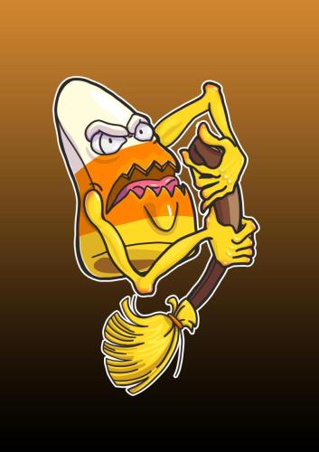 candy corn with broom